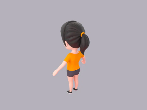 Cartoon Female Character Rigged 055 3D Model