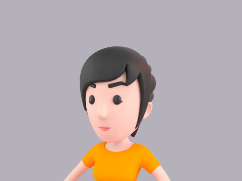 Cartoon Female Character Rigged 055 3D Model