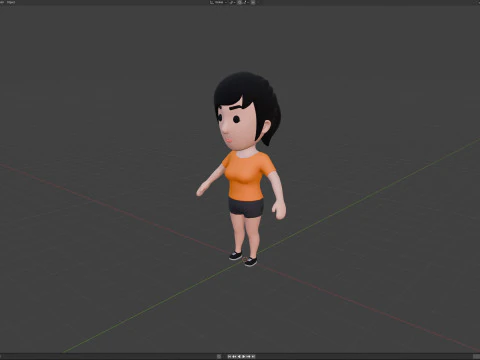 Cartoon Female Character Rigged 055 3D Model