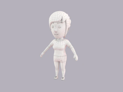 Cartoon Female Character Rigged 055 3D Model