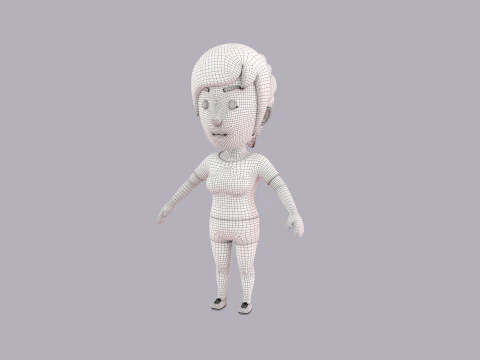 Cartoon Female Character Rigged 055 3D Model