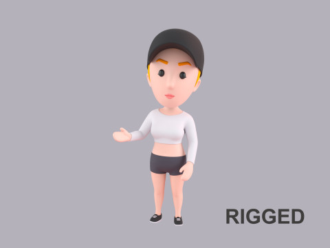 Cartoon Female Character Rigged 056 3D Model