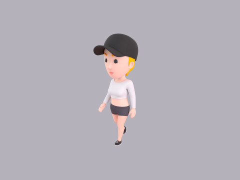 Cartoon Female Character Rigged 056 3D Модель