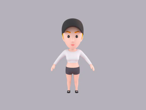 Cartoon Female Character Rigged 056 3D Model