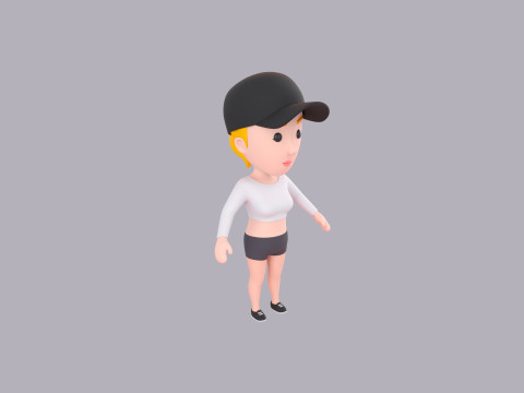 Cartoon Female Character Rigged 056 3D Модель
