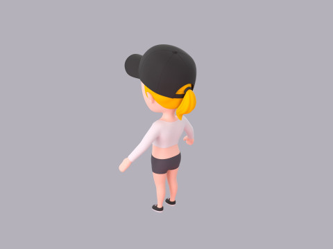 Cartoon Female Character Rigged 056 3D Модель