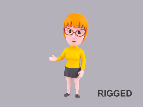 Cartoon Female Character Rigged 057 3D Model