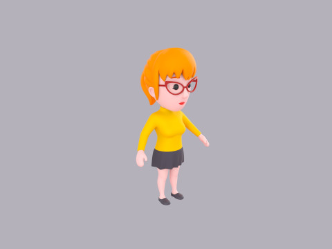 Cartoon Female Character Rigged 057 3Dモデル