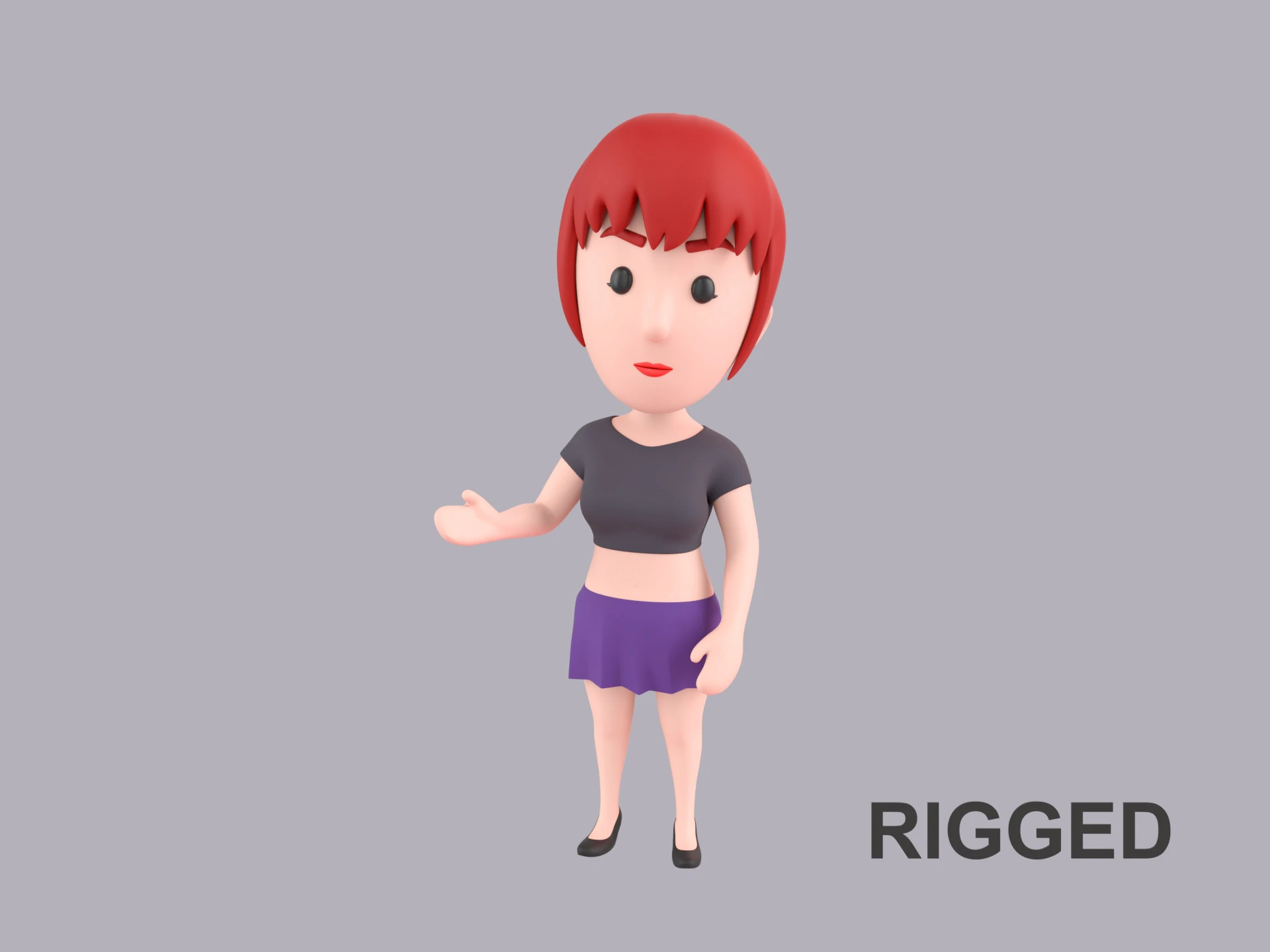 Cartoon Female Character Rigged 058 3D Model .c4d .max .obj .3ds .fbx .stl .blend 