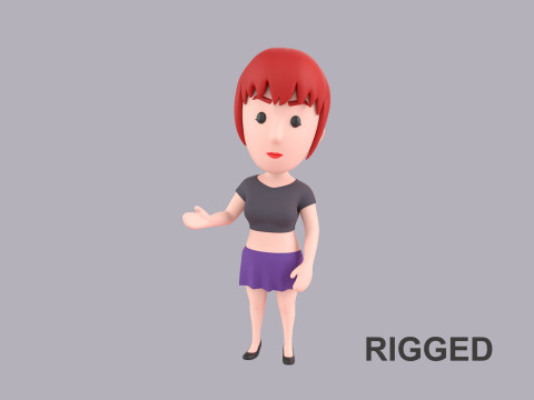 Cartoon Female Character Rigged 058 3D Model