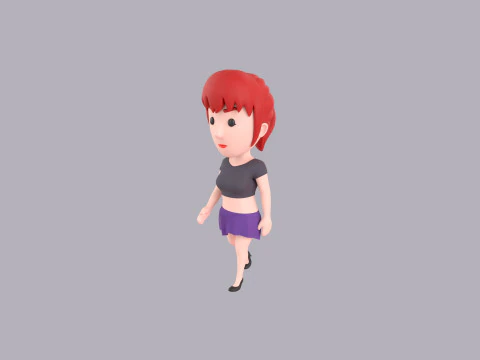 Cartoon Female Character Rigged 058 3D Model