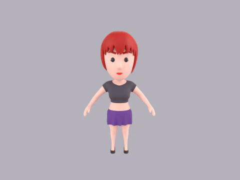 Cartoon Female Character Rigged 058 3D Model
