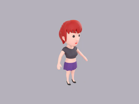 Cartoon Female Character Rigged 058 3D Model