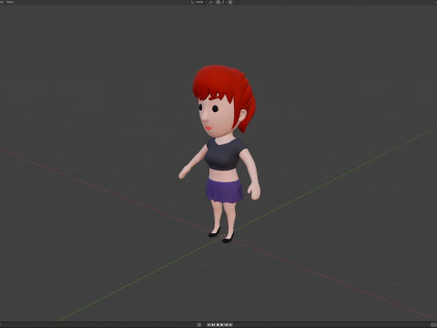 Cartoon Female Character Rigged 058 3D Model