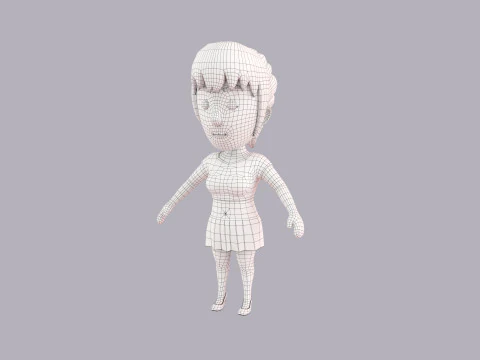 Cartoon Female Character Rigged 058 3D Model