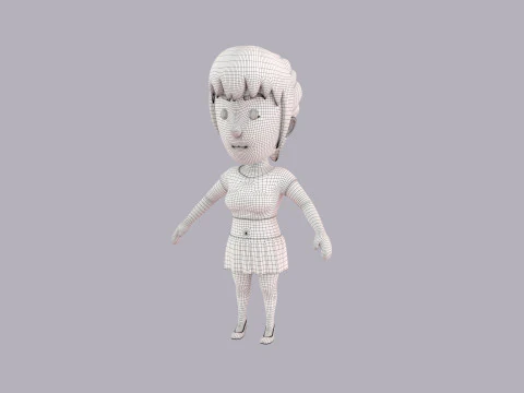 Cartoon Female Character Rigged 058 3D Model