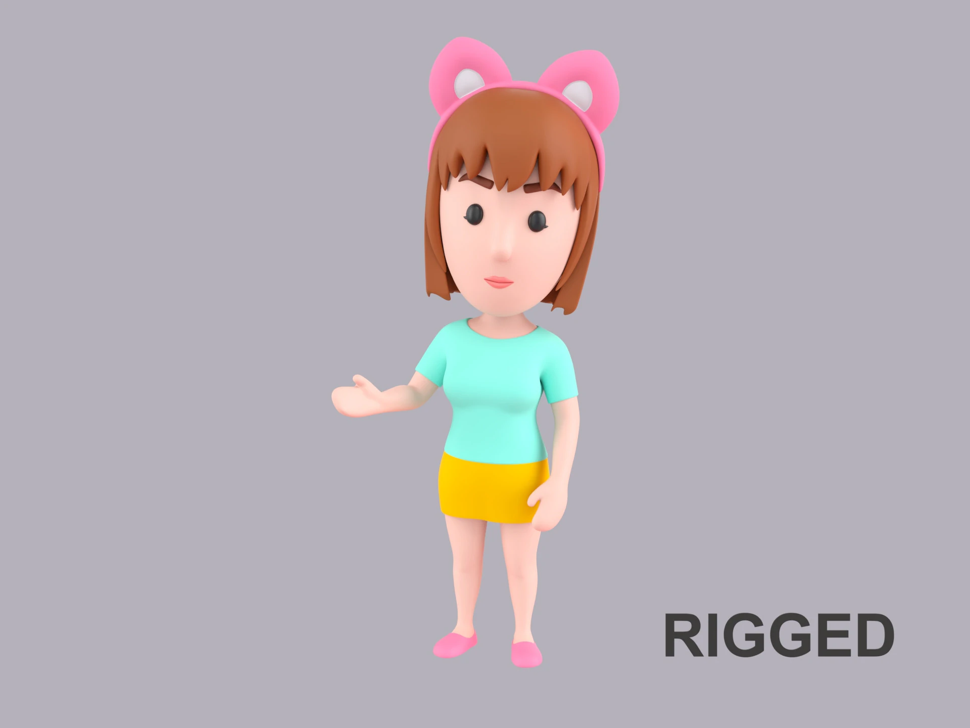 Cartoon Female Character Rigged 059 3D Model .c4d .max .obj .3ds .fbx .stl .blend 