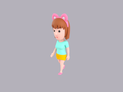 Cartoon Female Character Rigged 059 Model 3D
