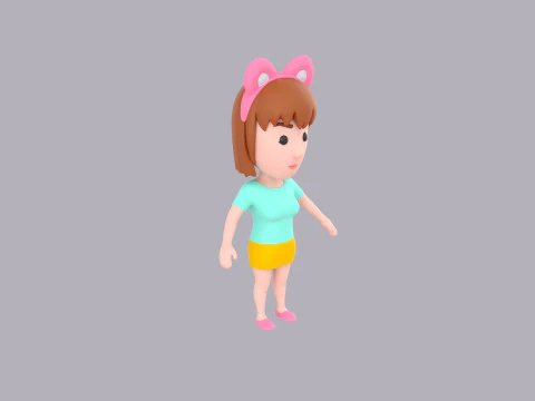 Cartoon Female Character Rigged 059 3D Model