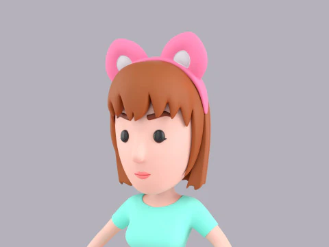 Cartoon Female Character Rigged 059 3D Model
