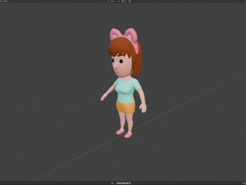 Cartoon Female Character Rigged 059 Model 3D