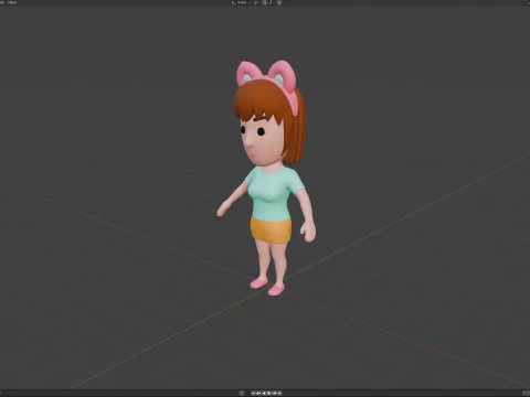 Cartoon Female Character Rigged 059 3D Model