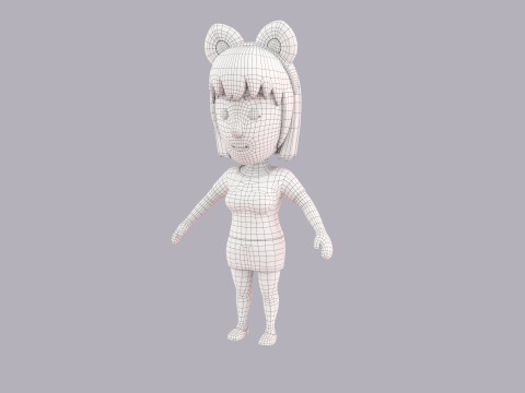 Cartoon Female Character Rigged 059 Model 3D