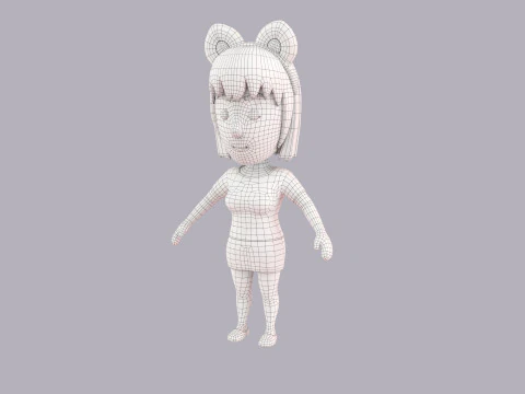 Cartoon Female Character Rigged 059 3D Model