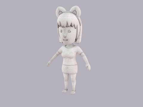 Cartoon Female Character Rigged 059 Model 3D