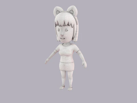 Cartoon Female Character Rigged 059 3D Model