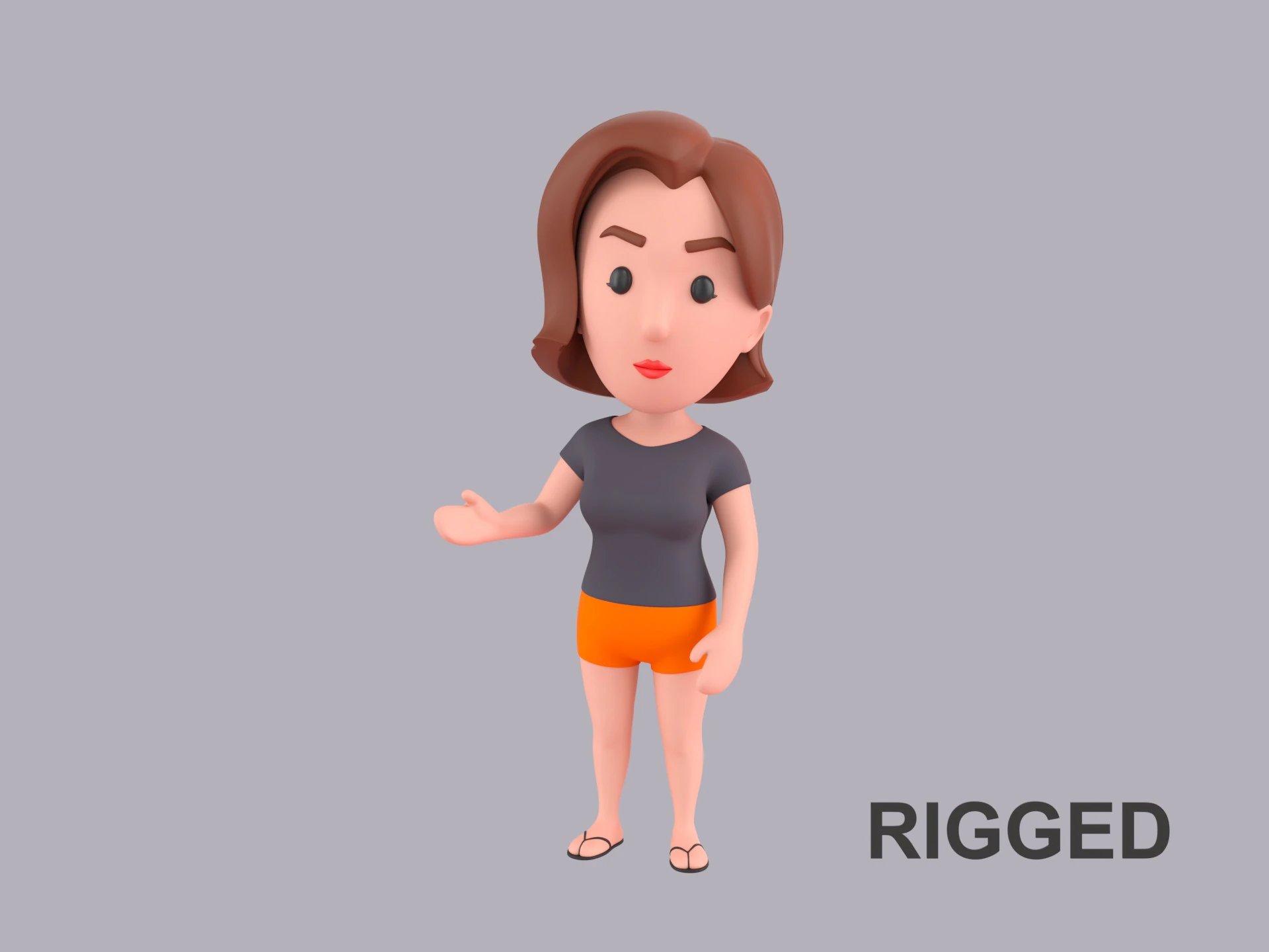 Cartoon Female Character Rigged 060 3D Model .c4d .max .obj .3ds .fbx .stl .blend 