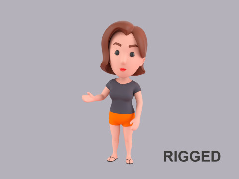 Cartoon Female Character Rigged 060 Modelo 3D
