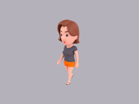 Cartoon Female Character Rigged 060 3D Model