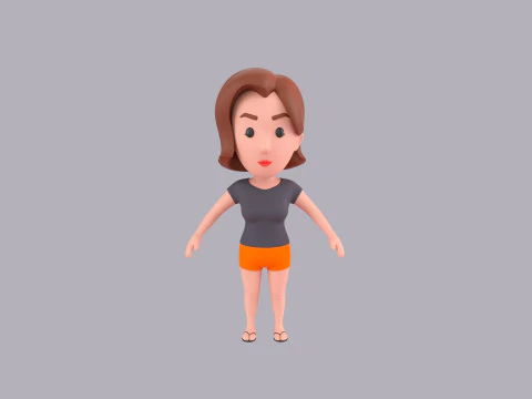 Cartoon Female Character Rigged 060 3D Model