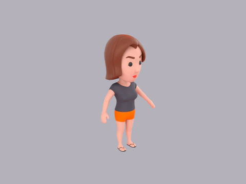 Cartoon Female Character Rigged 060 3D Model