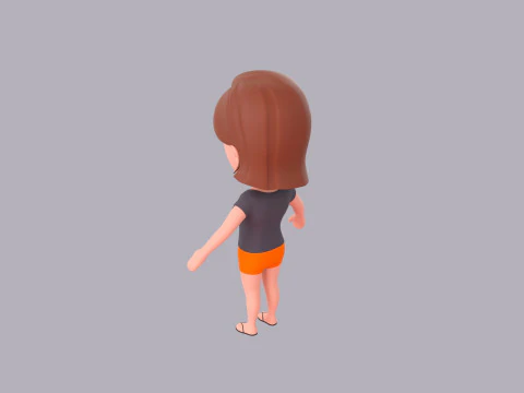 Cartoon Female Character Rigged 060 3D Model
