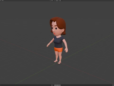 Cartoon Female Character Rigged 060 3D Model