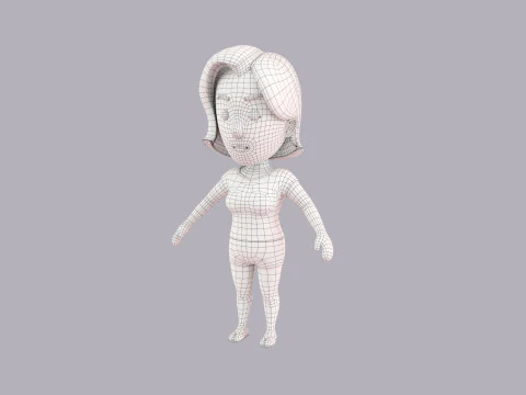 Cartoon Female Character Rigged 060 3D Model