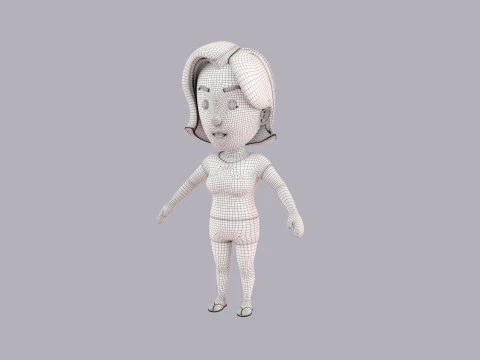 Cartoon Female Character Rigged 060 3D Model