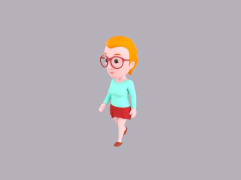 Cartoon Female Character Rigged 061 Modelo 3D