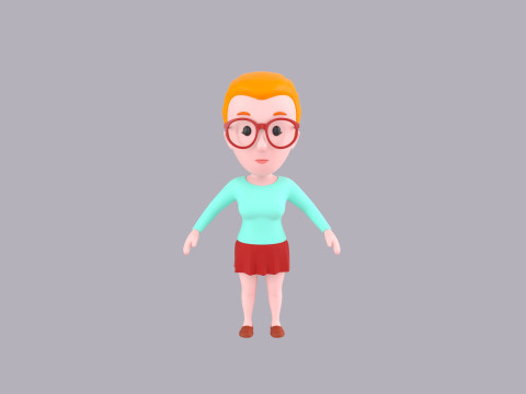 Cartoon Female Character Rigged 061 Modelo 3D
