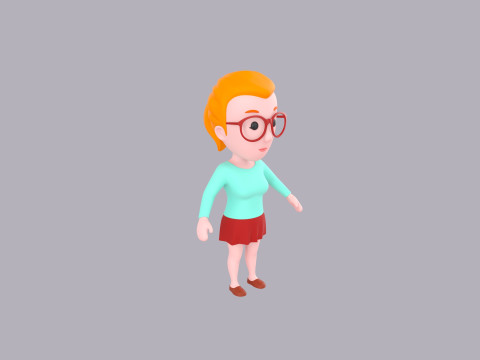 Cartoon Female Character Rigged 061 Modelo 3D