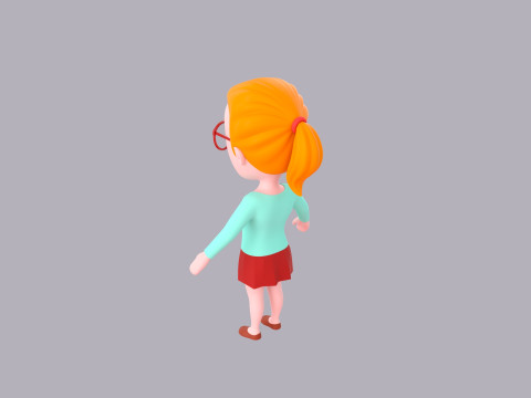 Cartoon Female Character Rigged 061 Modelo 3D