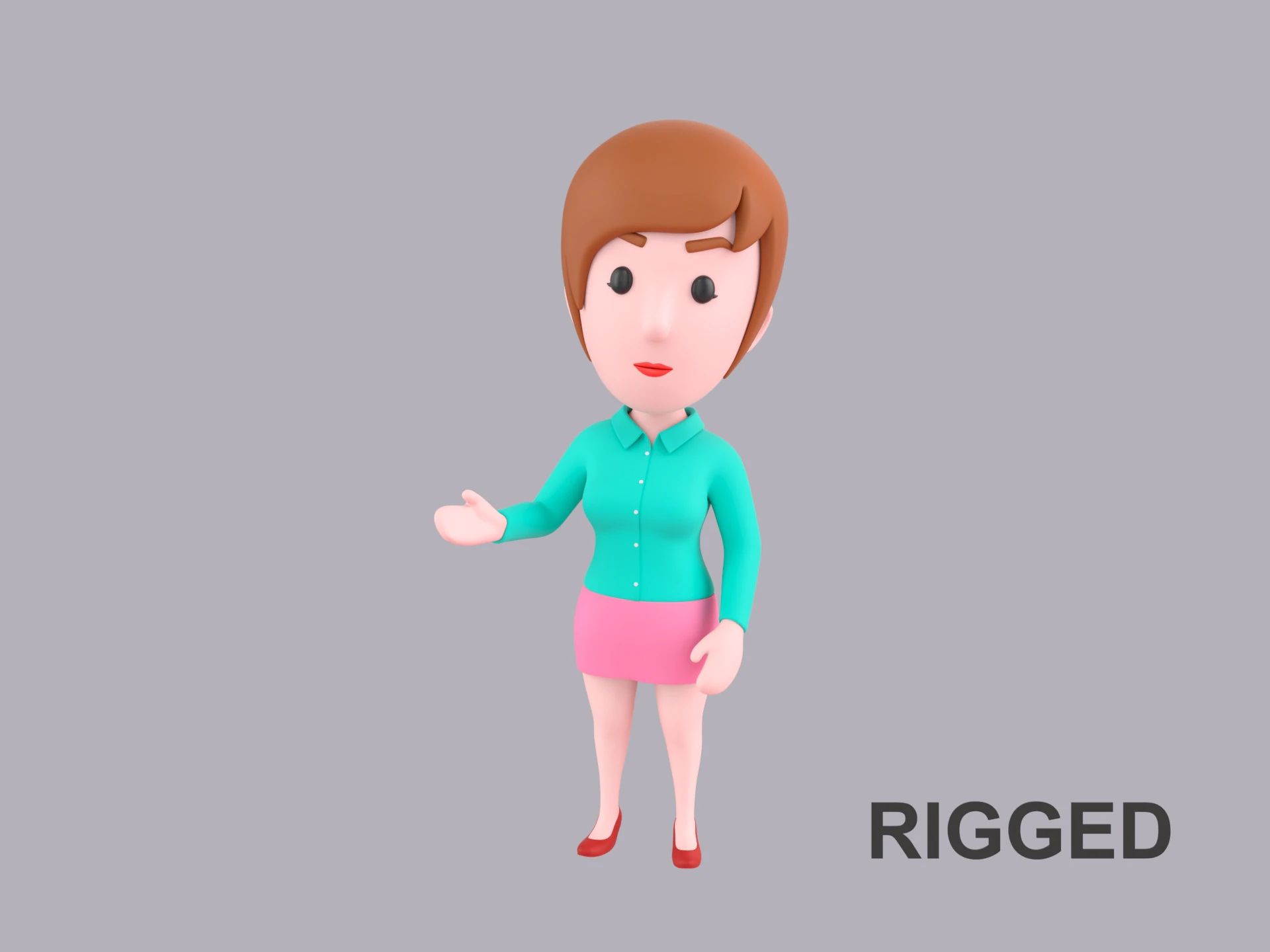 Cartoon Female Character Rigged 062 3D Model .c4d .max .obj .3ds .fbx .stl .blend 