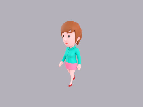 Cartoon Female Character Rigged 062 3D 模型