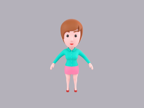 Cartoon Female Character Rigged 062 3D 模型