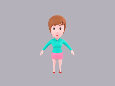 Cartoon Female Character Rigged 062 3D Model