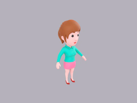 Cartoon Female Character Rigged 062 3D Model