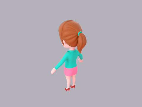 Cartoon Female Character Rigged 062 3D Model