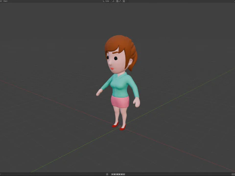 Cartoon Female Character Rigged 062 3D Model